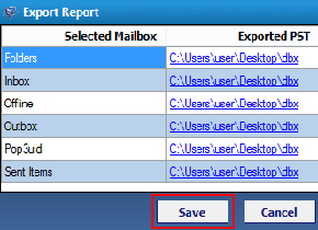 export report dbx file to pst